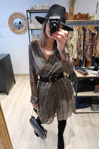 ROBE CACHE COEUR NOIR ET CAMEL