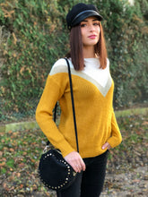 Pull Gloire imprimé géométrique moutarde