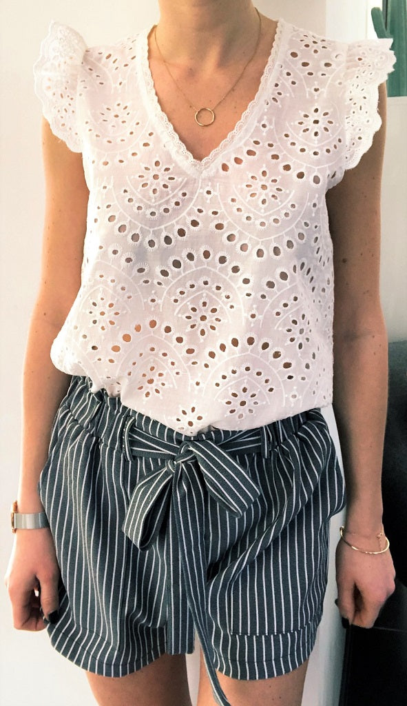 Short Antigone rayé gris foncé