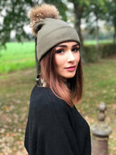 Bonnet pompon kaki