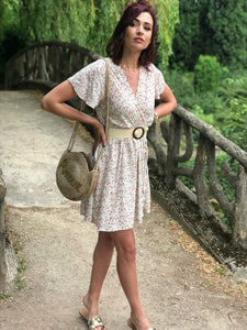 Robe Ornella fleurie écru