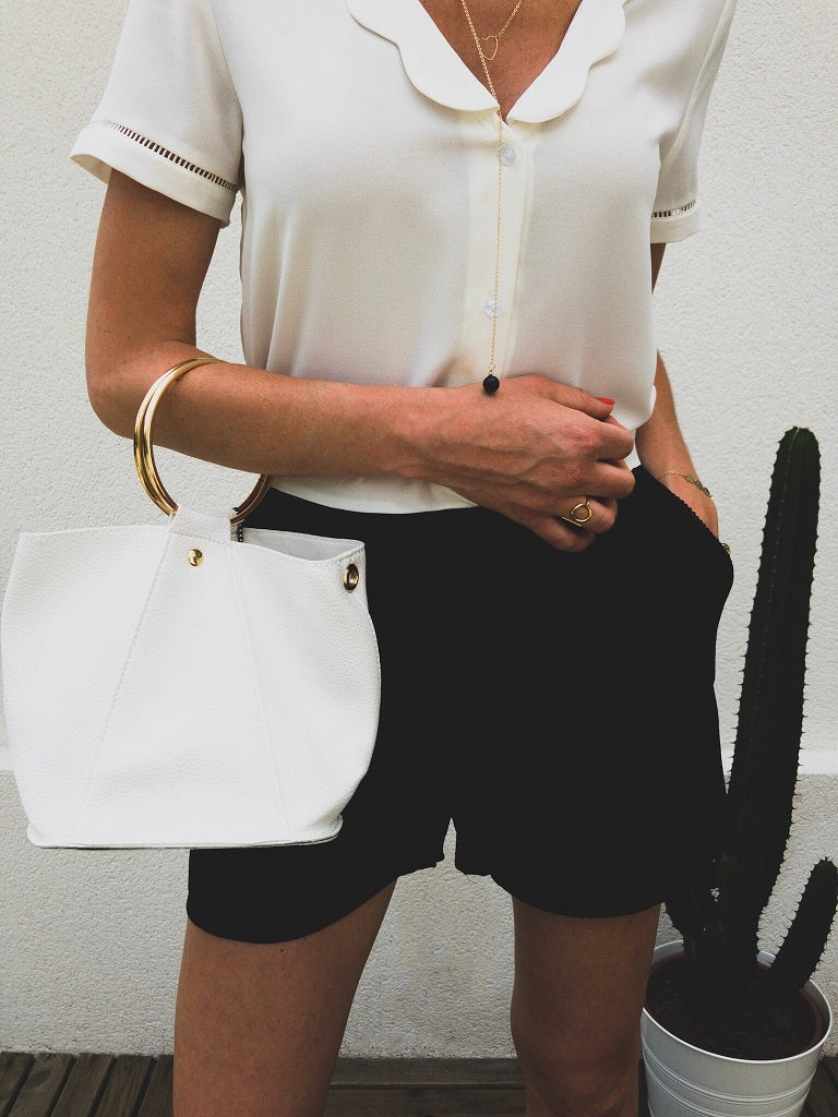Sac anses anneaux blanc