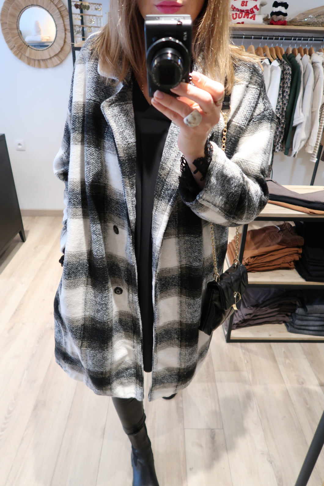 VESTE CARREAU NOIR