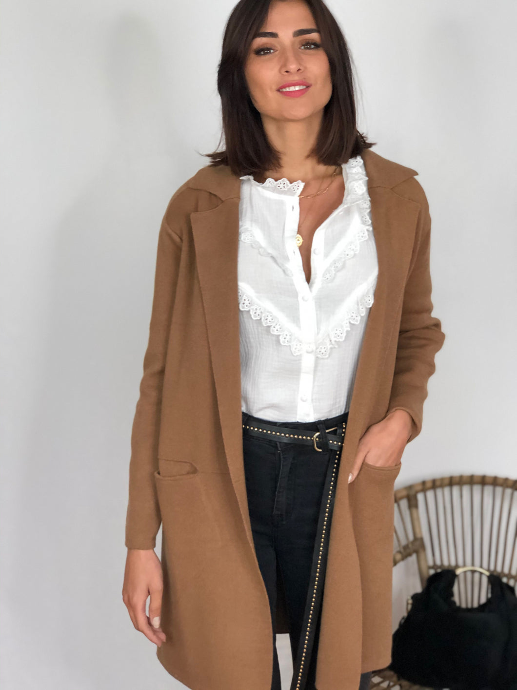 Cardigan long Oriane camel