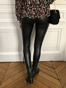 Pantalon legging Armelle enduit noir