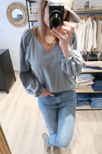BLOUSE COL V VERT