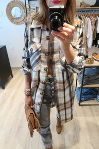 VESTE CARREAU CAMEL