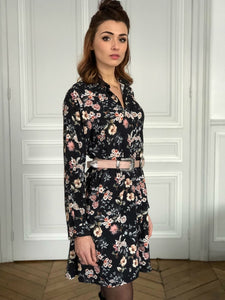 Robe Jaselle imprimée fleurie noire