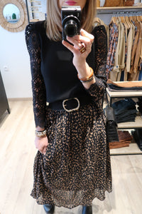 JUPE LONGUE NOIR ET CAMEL