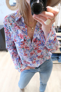 CHEMISE FLEURIE BLEU