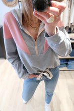 SWEAT GRIS ET ROSE