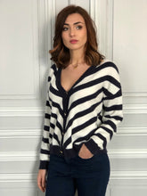 Gilet Jeanne rayé bleu et blanc