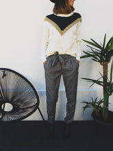Pull Flore imprimé géométrique écru