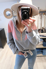SWEAT GRIS ET ROSE