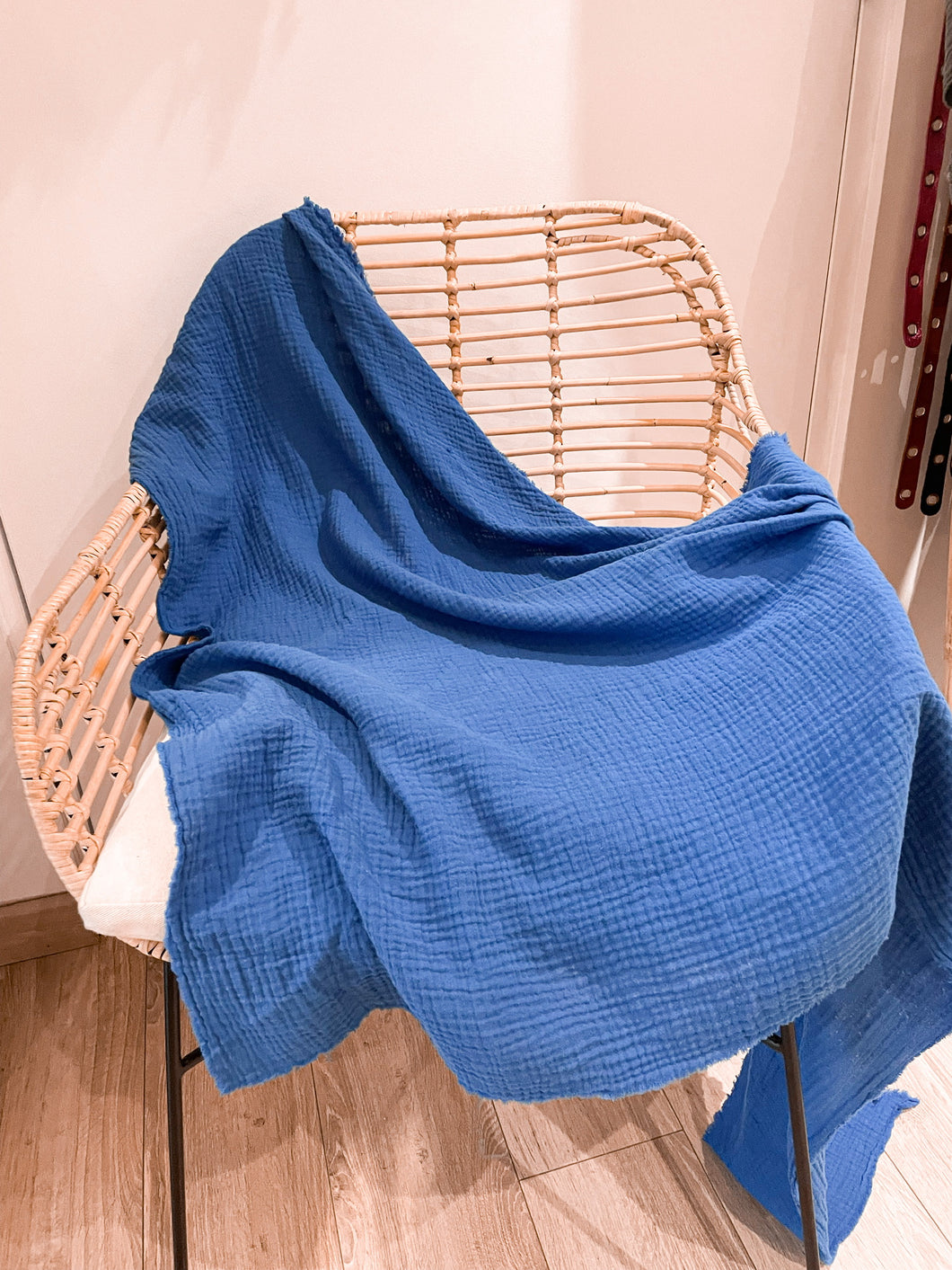 FOULARD GAZE DE COTON BLEU ROI