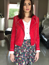 Veste perfecto cloutée Faren rouge