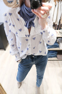 CHEMISE IMPRIMEE FLEURS BLEUES