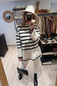 PULL COL ROULÉ MARINIERE
