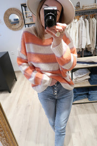 PULL RAYURES CORAIL