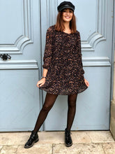 Robe Elène imprimée léopard caramel