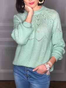 Pull Candide vert d’eau