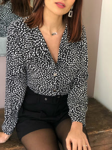 Blouse Janik imprimée noire et blanche