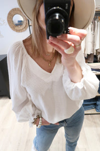 BLOUSE COL V BLANC