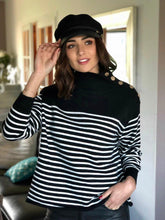 Pull Herine noir rayures blanche