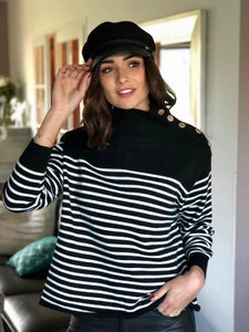 Pull Herine noir rayures blanche