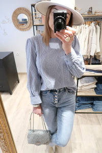 BLOUSE RUBAN DOS BLEU