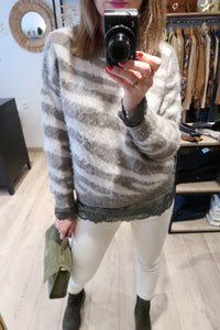 PULL ZEBRE KAKI
