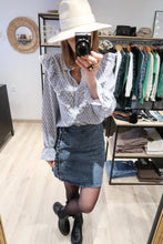 BLOUSE VOLANT BLEU