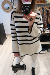 PULL COL ROULÉ MARINIERE