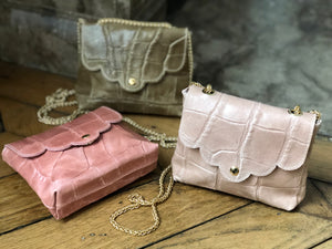 Sac cuir rose pâle