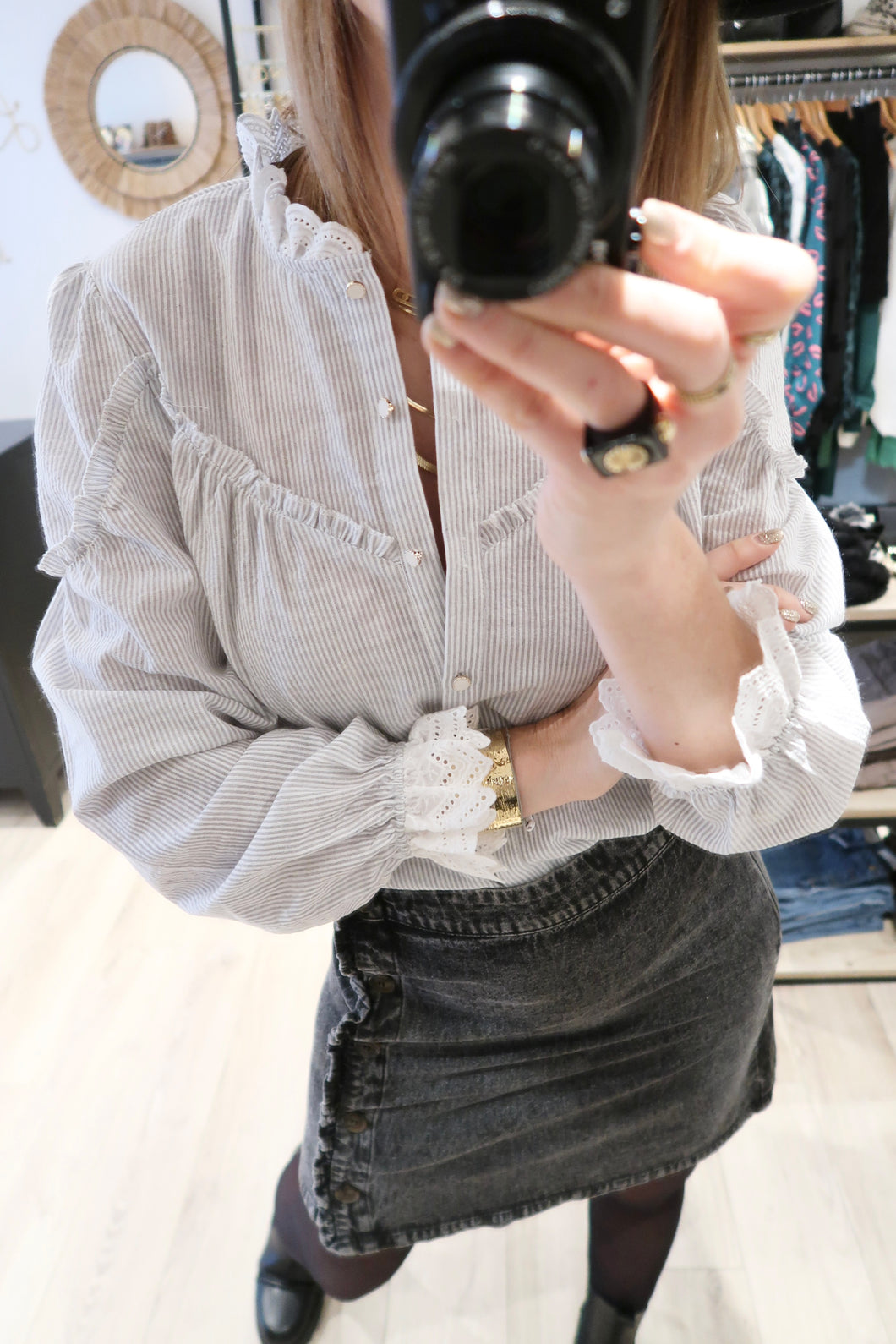 CHEMISE GRISE RAYURE